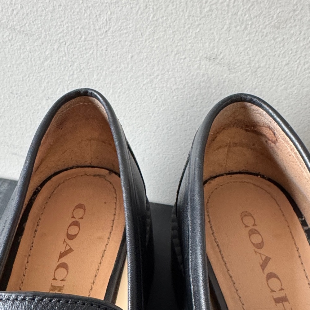 Coach Black Leather Slip-On Loafers Size 7 - Picture 9 of 17